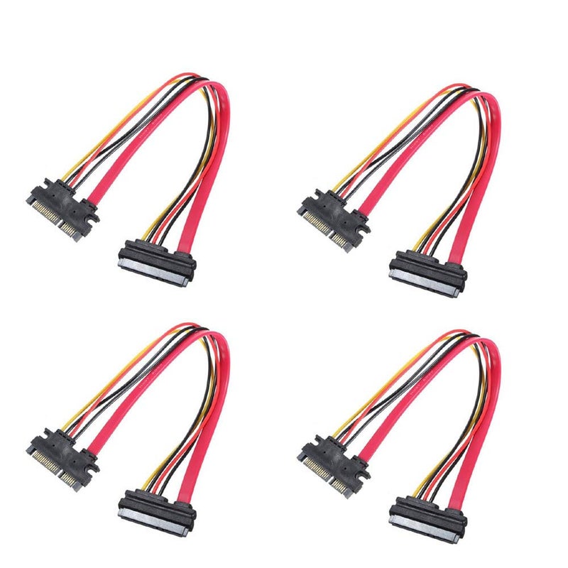 Comidox 30CM M/F 22P 7+15Pin Male to Female SATA Serial ATA Data Power Combo Extension Cable 4Pcs - Image 1